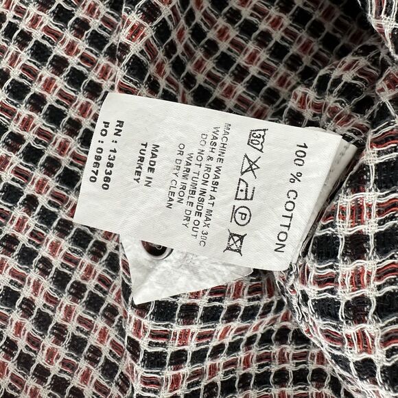 32 Bar Blues Back Beats Basket Weave Shirt Men’s XL Textured Red Charcoal Plaid - Picture 8 of 10